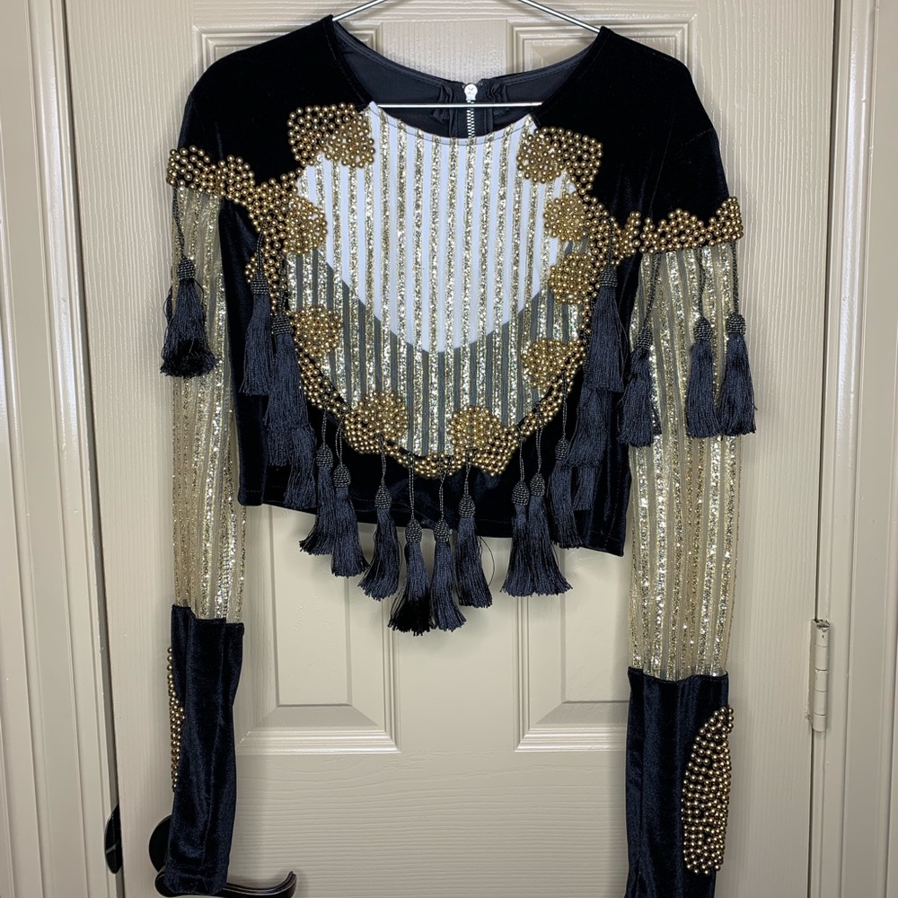 Embroidered Long Sleeved Crop